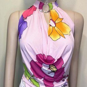 Ladies Urban Behavior Floral Cowl Halter Top